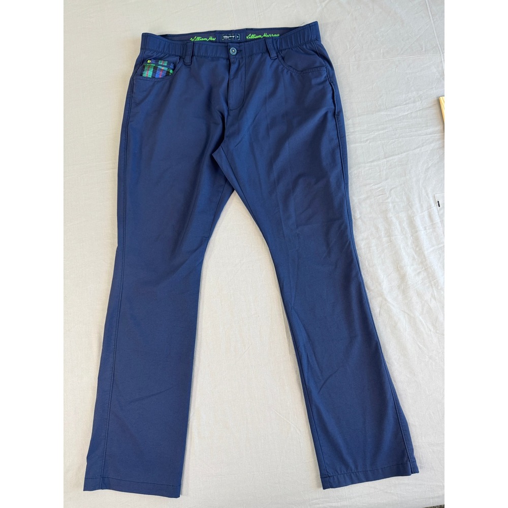 William Murray Golf PANTS Mens Size 36 Straight Fit Blue Plaid Pocket‎
